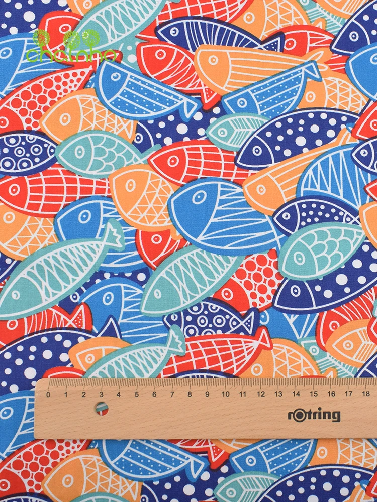 Chainho,Printed Twill Weave Cotton Fabric,DIY Quilting Sewing Material,Home Handmade Textile,Patchwork Cloth,Cartoon Series,25C6