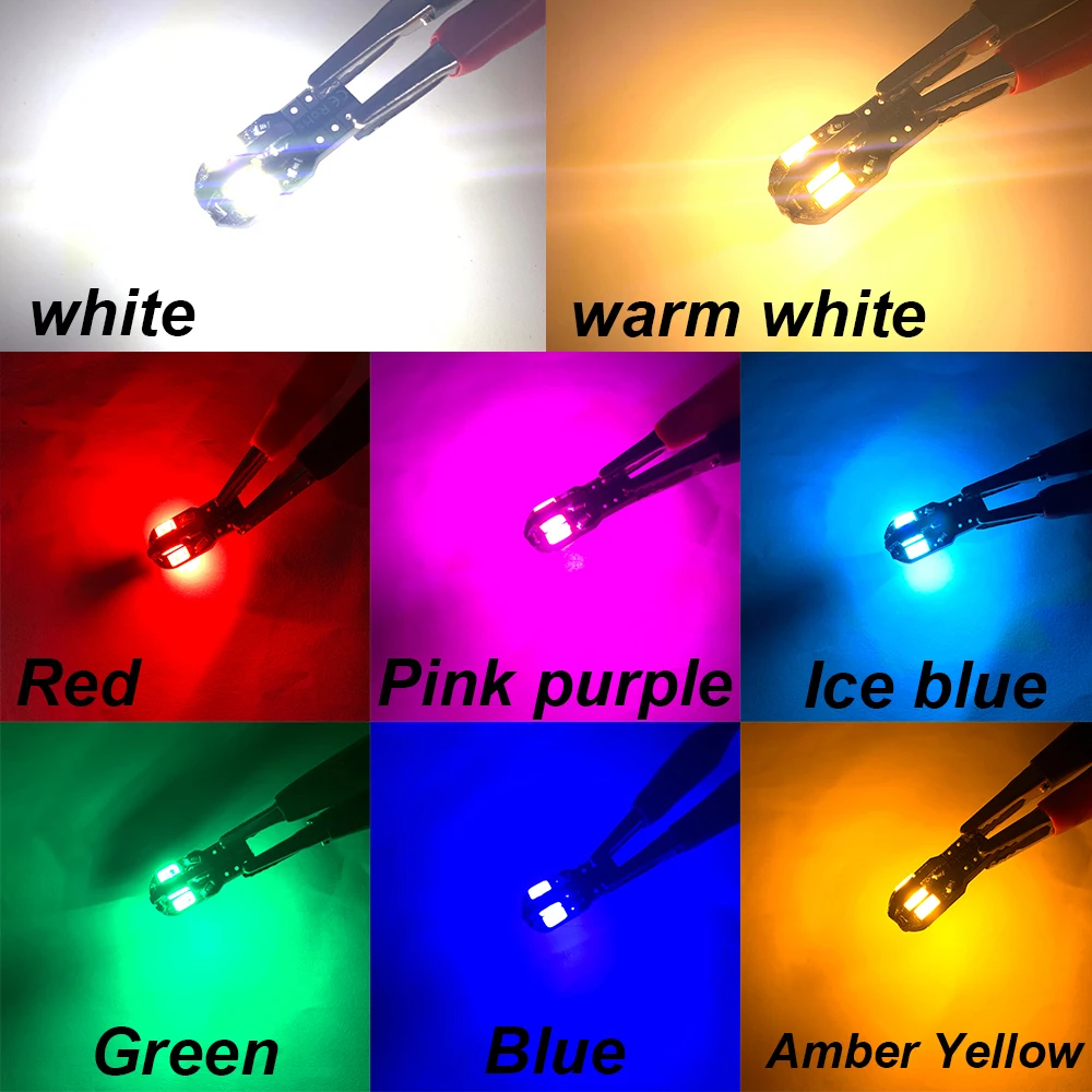 10x Super Bright LED Car Interior Side Light Bulbs, Multi-Color Options