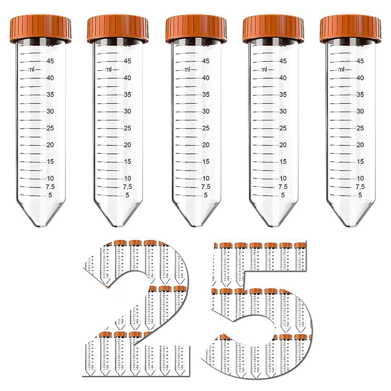 

Conical Centrifuge Tube - 50ML Centrifuge Tubes, 25 Pcs Sterile Tubes With Leak-Proof Screw Caps, Conical Tubes Transparent