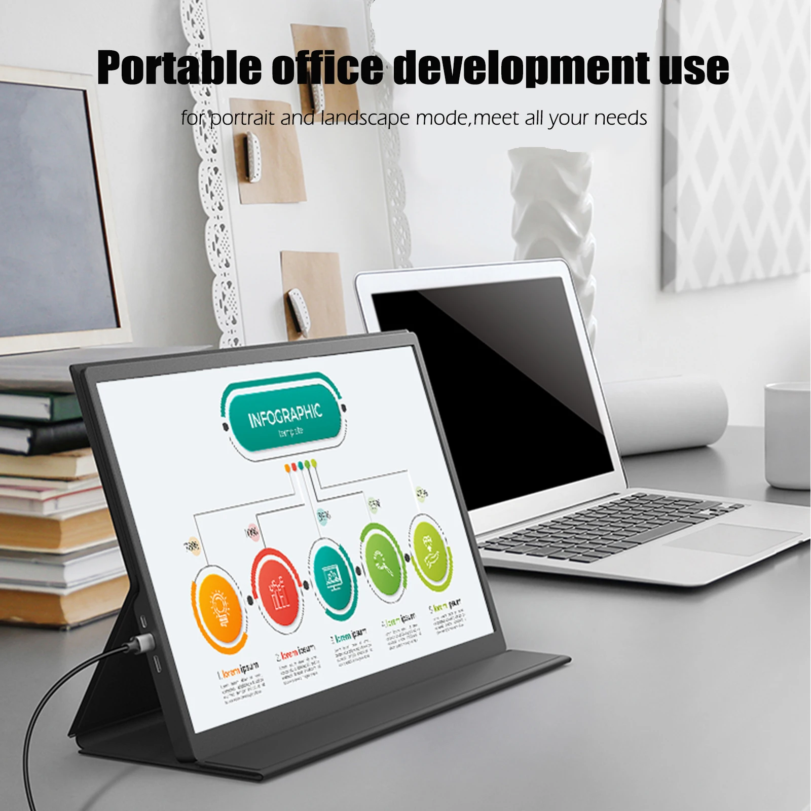 17インチポータブルモニター,1080p fhd 1920x1080, 100% rgb,磁気