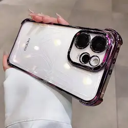 Deluxe Electroplated Clear Anti - Fall Phone Case with Four - Corner Protection for Oppo Reno15 F (PURPLE)