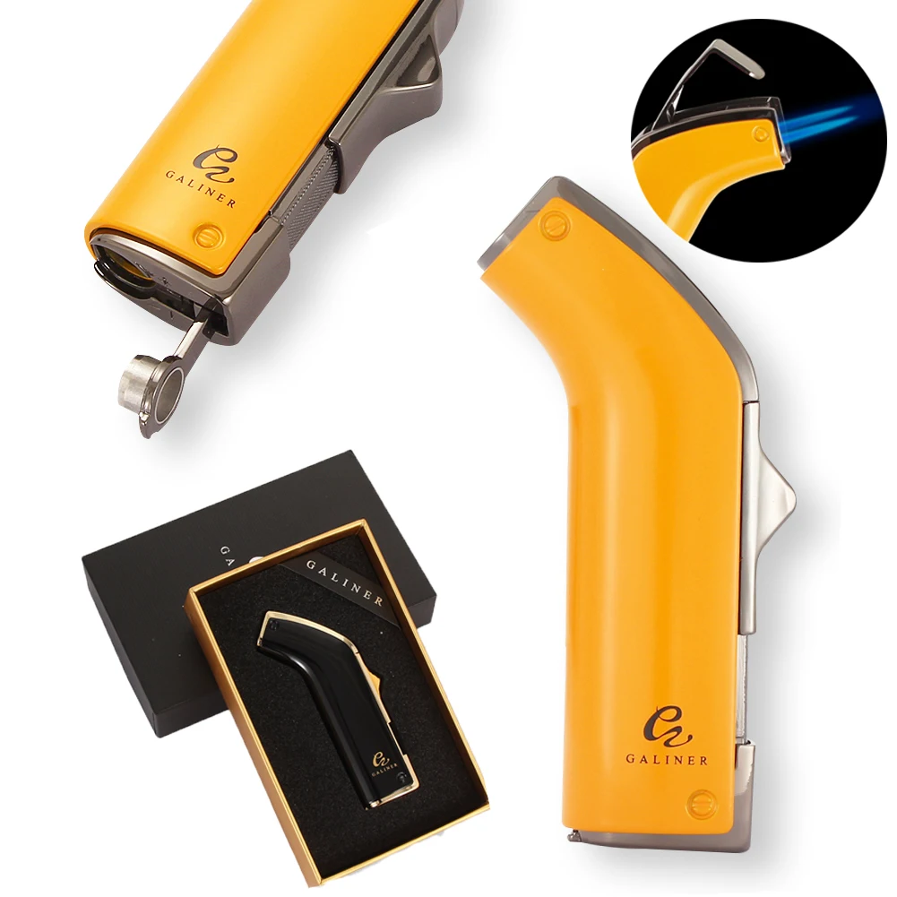 

GALINER Cigar Lighter With Drill Charuto Punch Smoking Accessories Gadget Tool Torch Mechero Jet Gas Lighter Puro