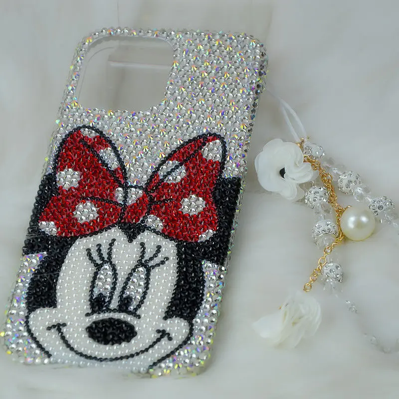 Suitable for iPhone 11 Cartoon 12 Cute 13 Pro Max iPhone 14 Phone Case Minnie Rhinestone Handmade Diamond