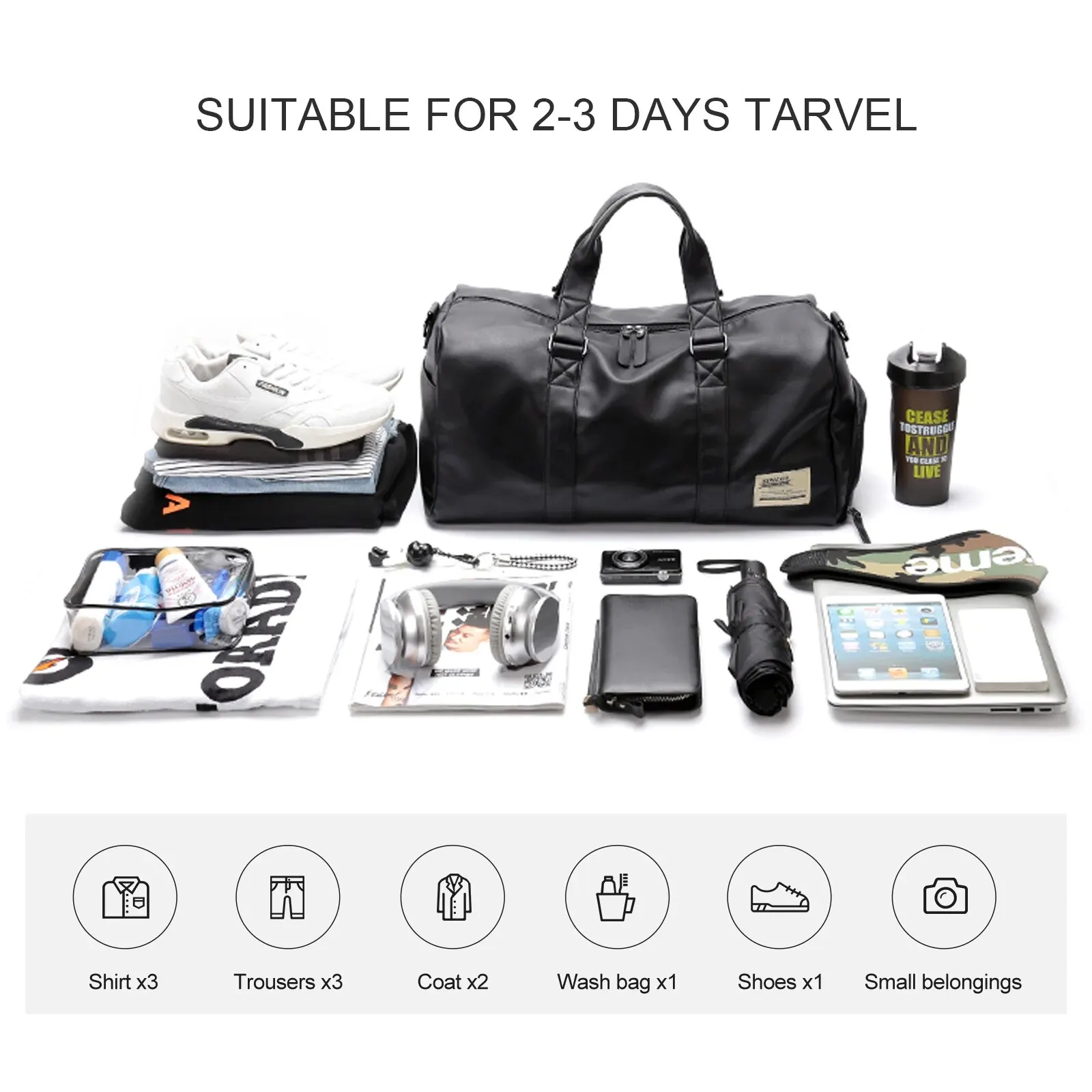 Likros Gym Bag Mens Small Trave Duffel Bag, Swim Sports Bag with Shoes Compartment Waterproof Weekender Overnight Bag Tote Bag 6