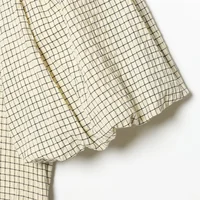 2026 New Women's Fashion Simple and Versatile Short Sleeve Round Neck Checkered Balloon Sleeve Top - Image 6