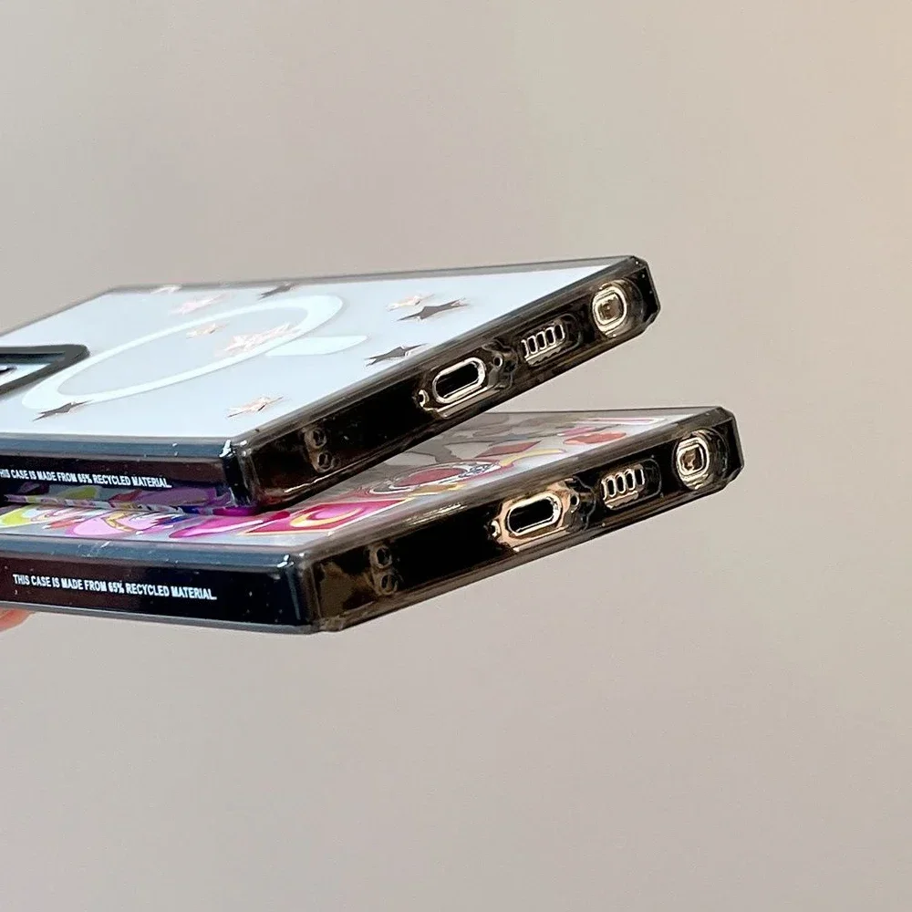 Star MagSafe Acrylic Black Border Magnetic Phone Case for Samsung Galaxy S22U S23 Ultra S24 Ultra Cover Protective Shell