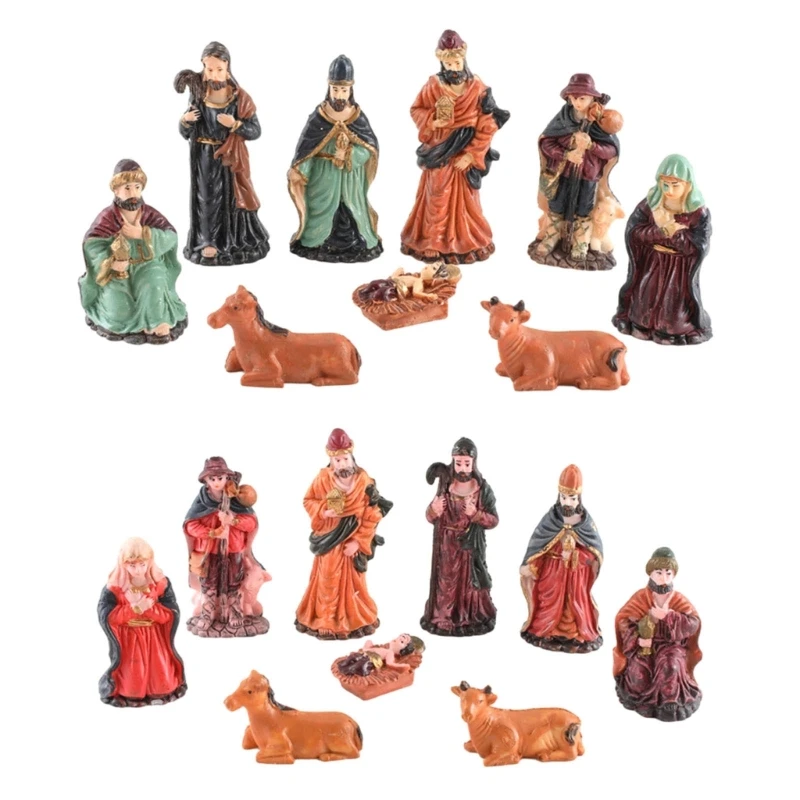 Holy Crib Figurine Resin Catholic Religious Christmas Nativity Church Decor