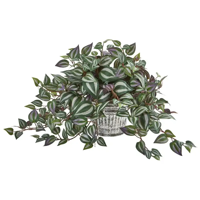 

Wandering Jew Plastic Artificial Plant in Hanging Planter, Green