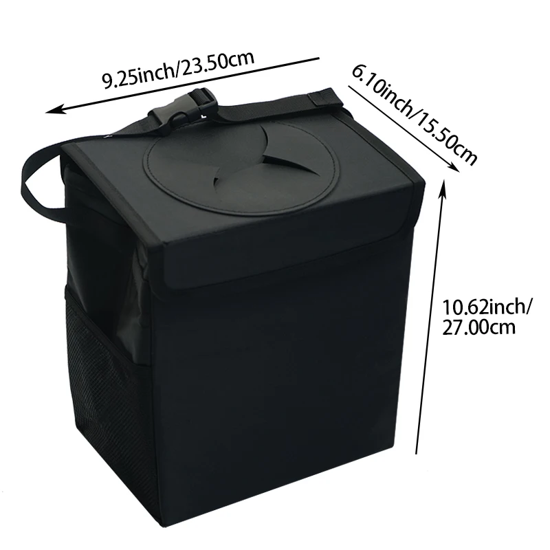 AUTO PLUS Portable Foldable Waterproof Car Trash Can Bin Car Garbage Dump For Trash Can Storage Storage Pockets Closeable