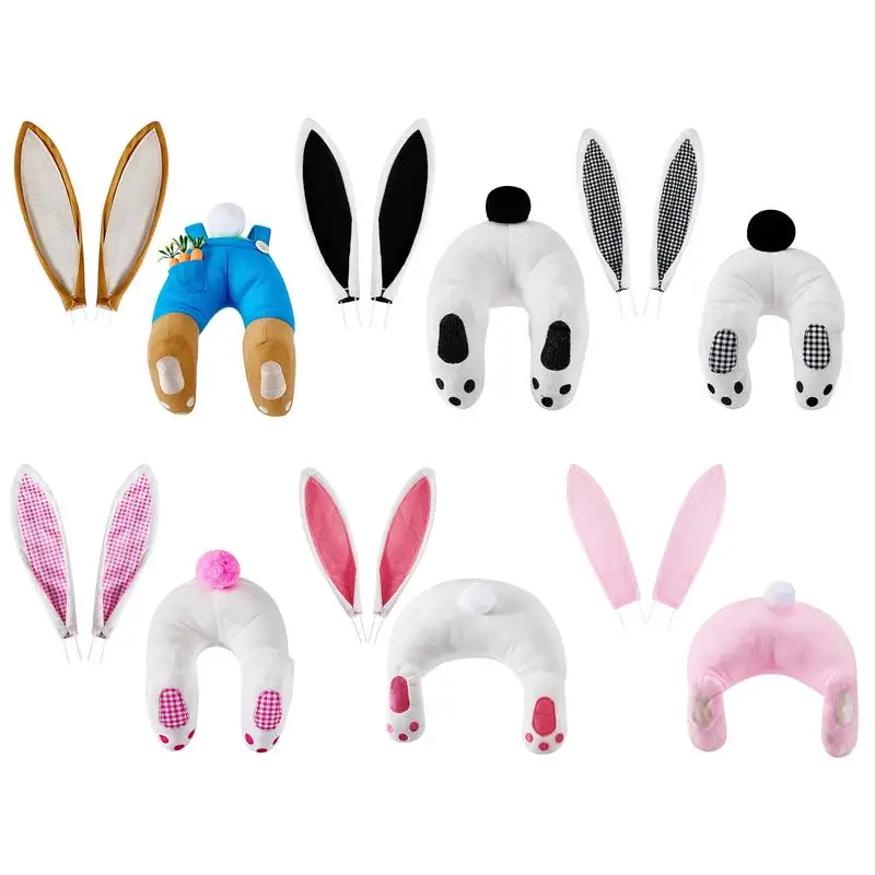 

Венок с ушками кролика, симпатичное пасхальное украшение для двери, пасхальное украшение «сделай сам», попка с ушками кролика, мультяшный кролик, весенний домашний декор