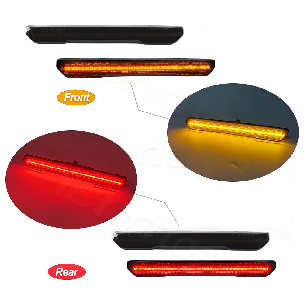

4pcs Car LED Front Amber & Rear Red Bumper LED Turn Signal Side Marker Light Lamp For GMC Sierra 2500 3500HD 2020 -2024