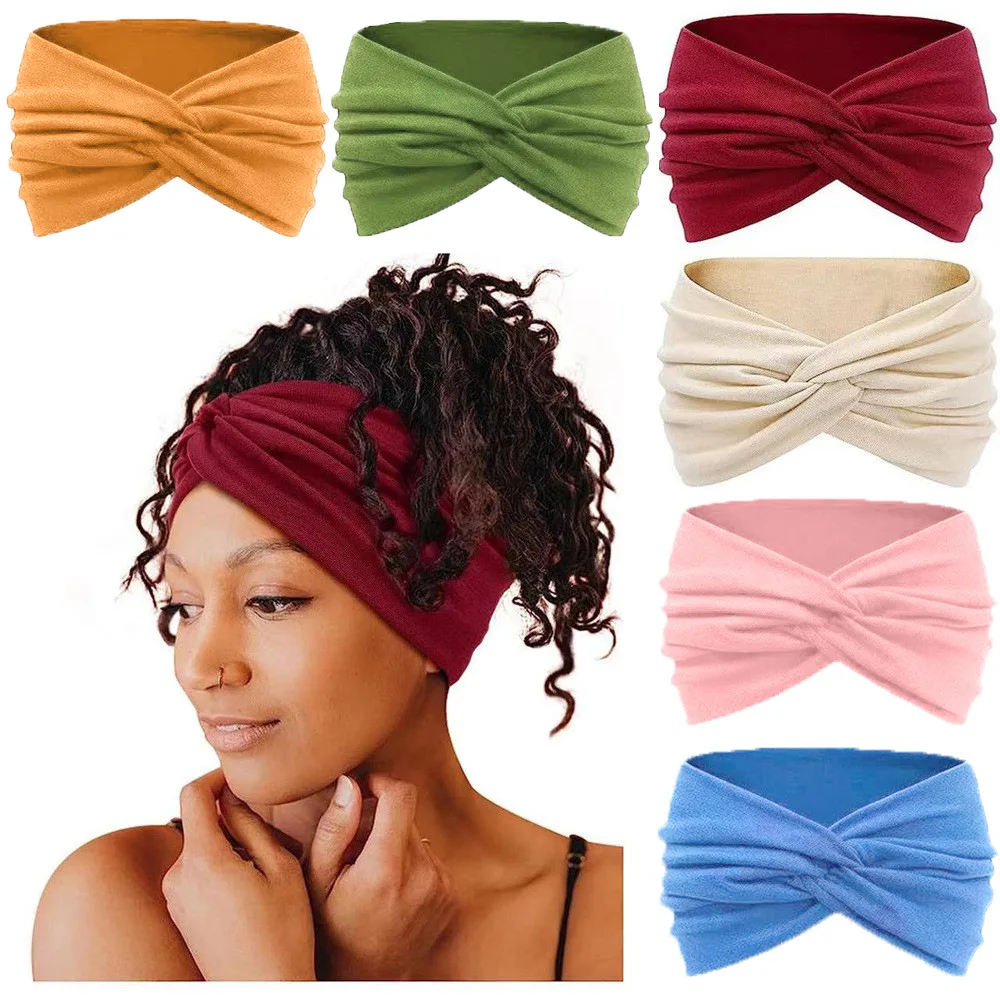 Boho Headbands For Women Workout Yoga Twisted Headwraps Wide Knotted Head Bands Hair Styling Accessories For Girls