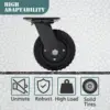 Swivel Heavy Duty Caster Wheel, 6 Inch*2, 800lb Capacity, Black Rim, Solid Rubber, Cast Iron,Outdoor, Flat Free for Carts, Dolly 3