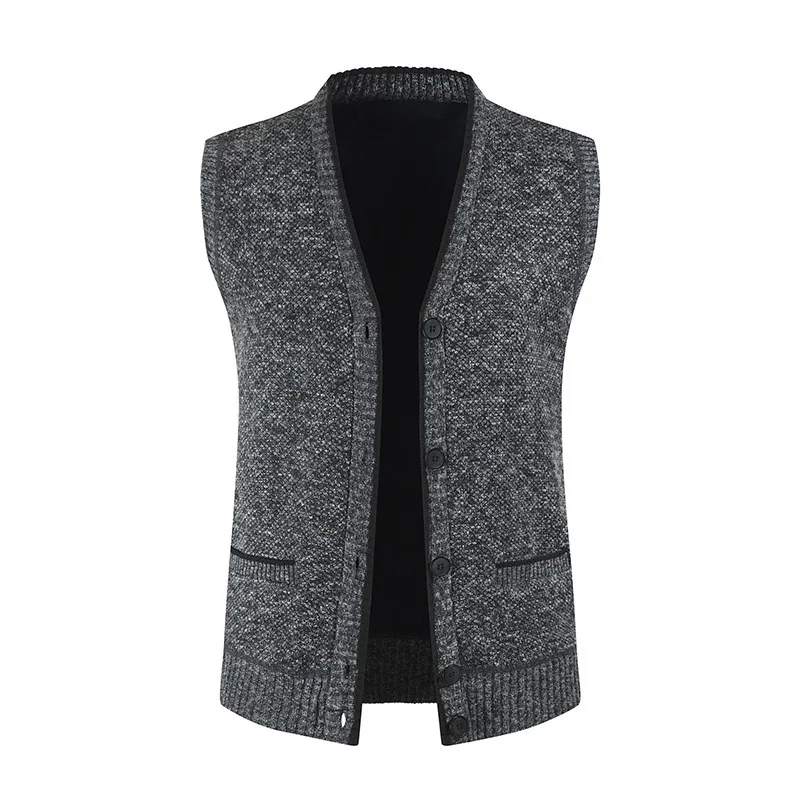 

2022 Autumn Winter Men's Gengar Sweater Botton Vest Sleeveless Warm Thick Solid Clothing Knitted Casual Male Coats Brand