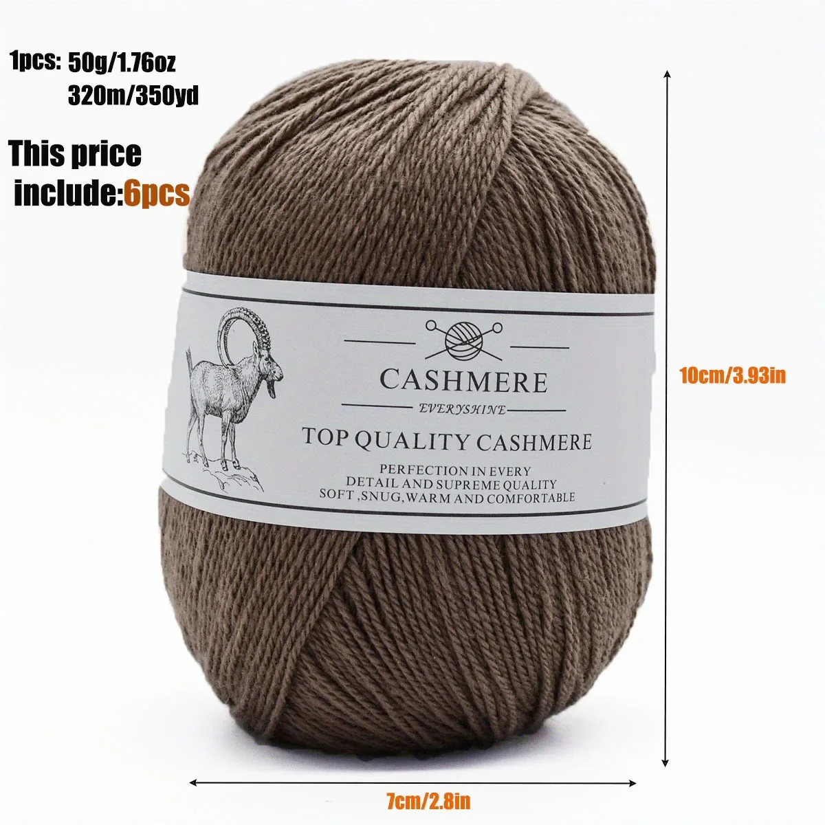 6pcs High-quality Cashmere Yarn For Knitting And Crocheting Sweaters, Woolen Pants, Gloves, Hats And DIY Handicrafts 1.76oz/pc 3