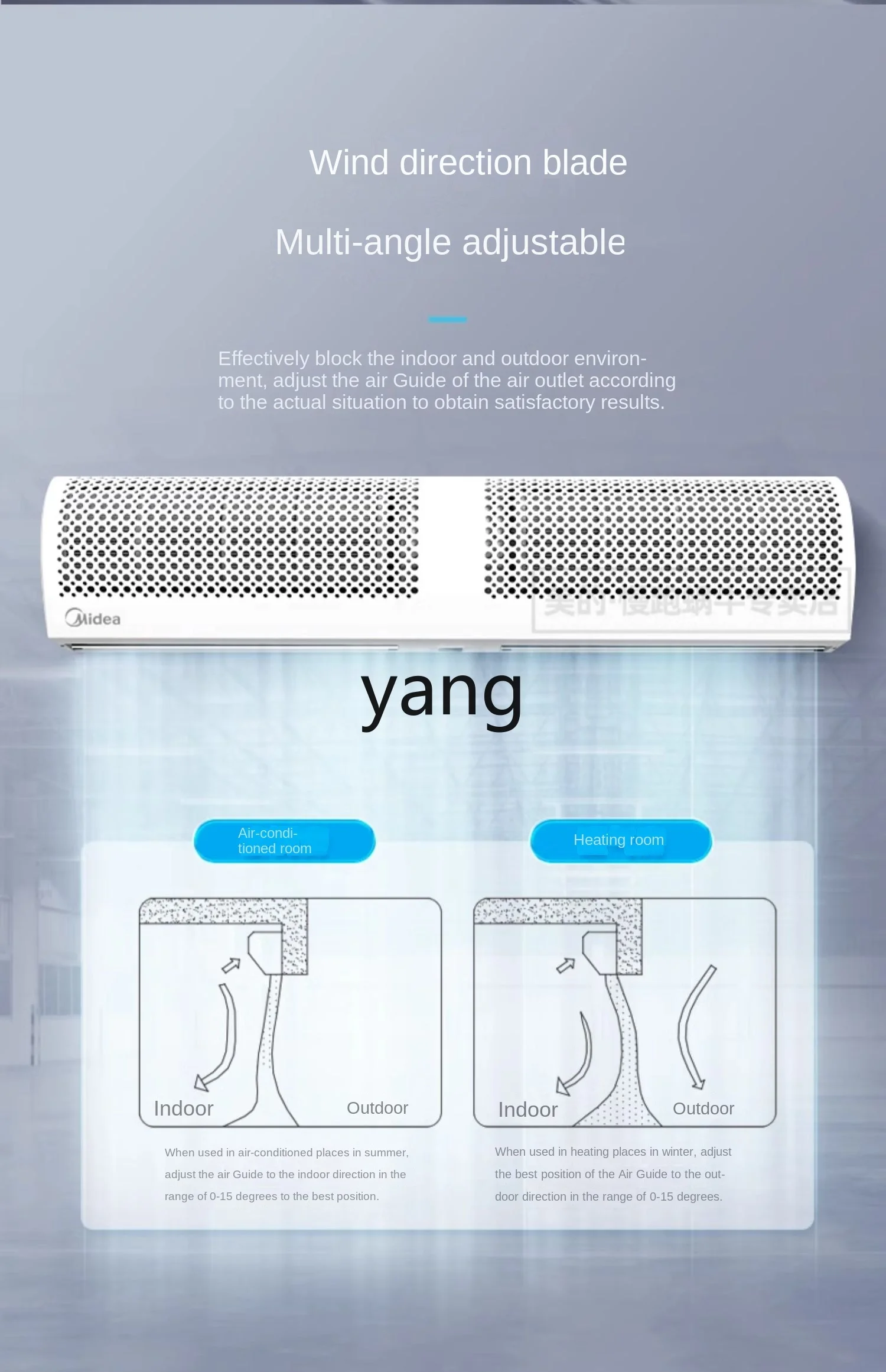 L'm'm Commercial Static Light Tone Shop Dedicated Industrial Remote Control Air Curtain Shopping Mall Supermarket Door