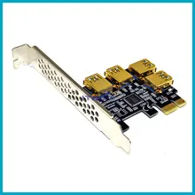 

Gold PCIE PCI-E Riser Card 1 to 4 USB 3.0 Multiplier Hub X16 PCI 4 Slot PCIe Port Multiplier Card for BTC Bitcoin Miner Mining