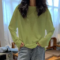 White Long Sve Loose Women's T-irt Summer New Sle Chic Sun Protection irt round Ne Korean Version  Brand