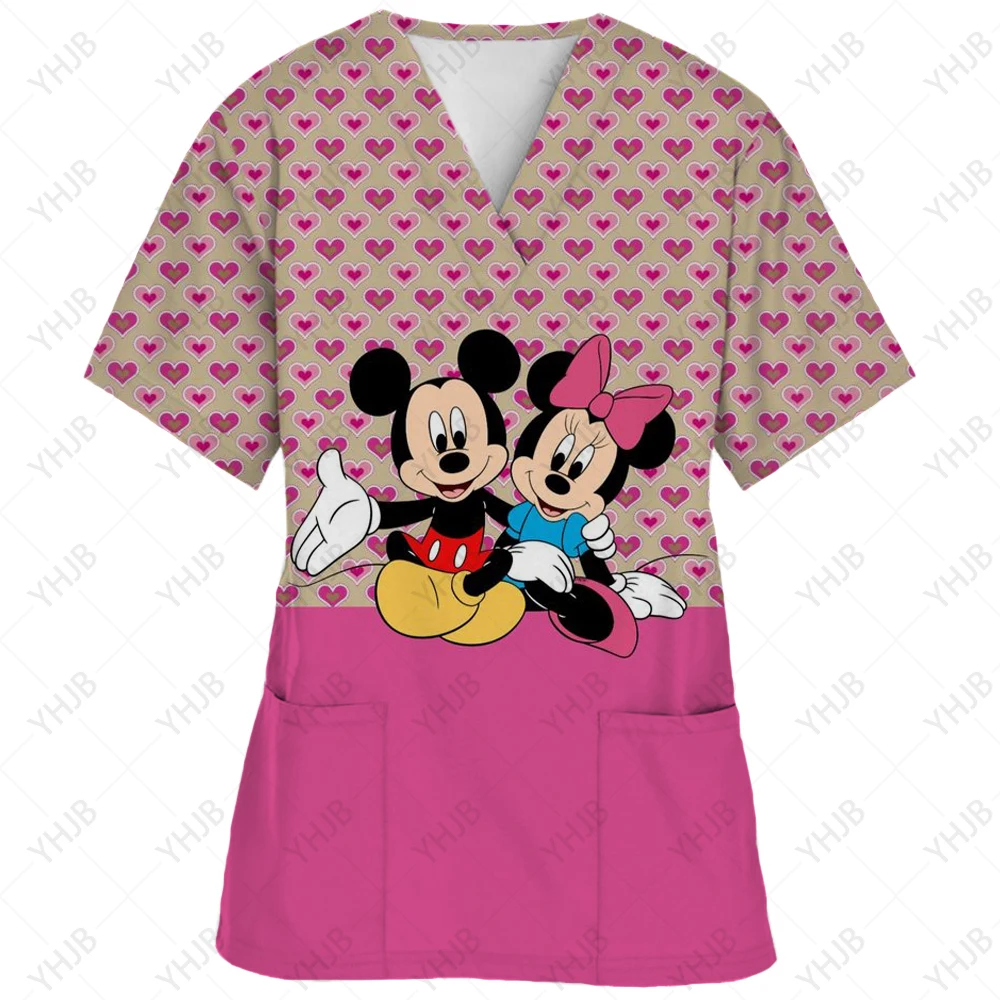 thumbnail image 1 of Camisetas de Mickey, uniformes de enfermera, camisetas de Disney con bolsillo, camiseta de cuello en V para mujer 2023, camiseta de hospital, ropa de verano para mujer, Minnie Mouse, 1 of 4