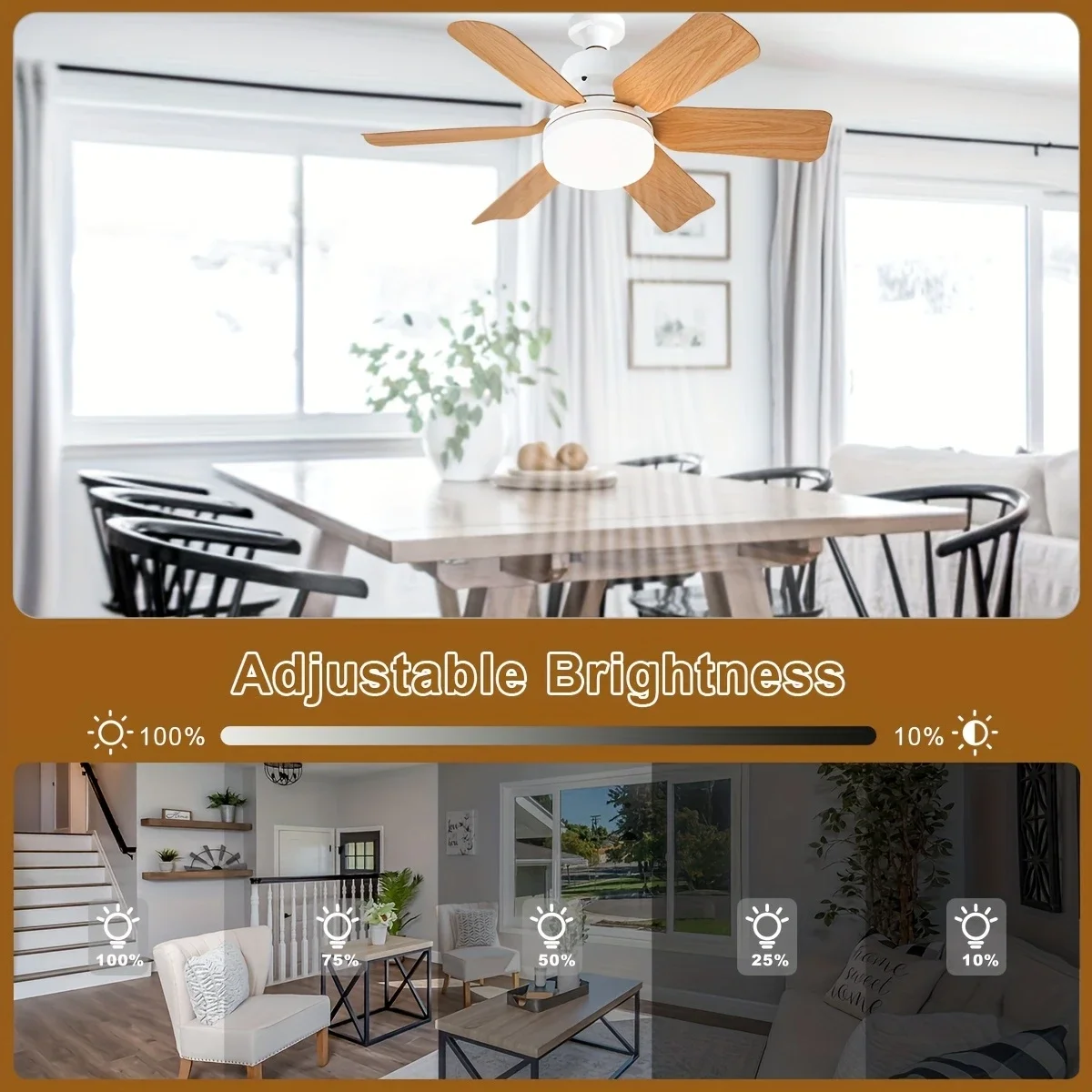 40W E27 Wood Grain Square Leaf Ceiling Fan With Light Remote Control Dimmable Base Smart Electric Fan Ceiling Led Light