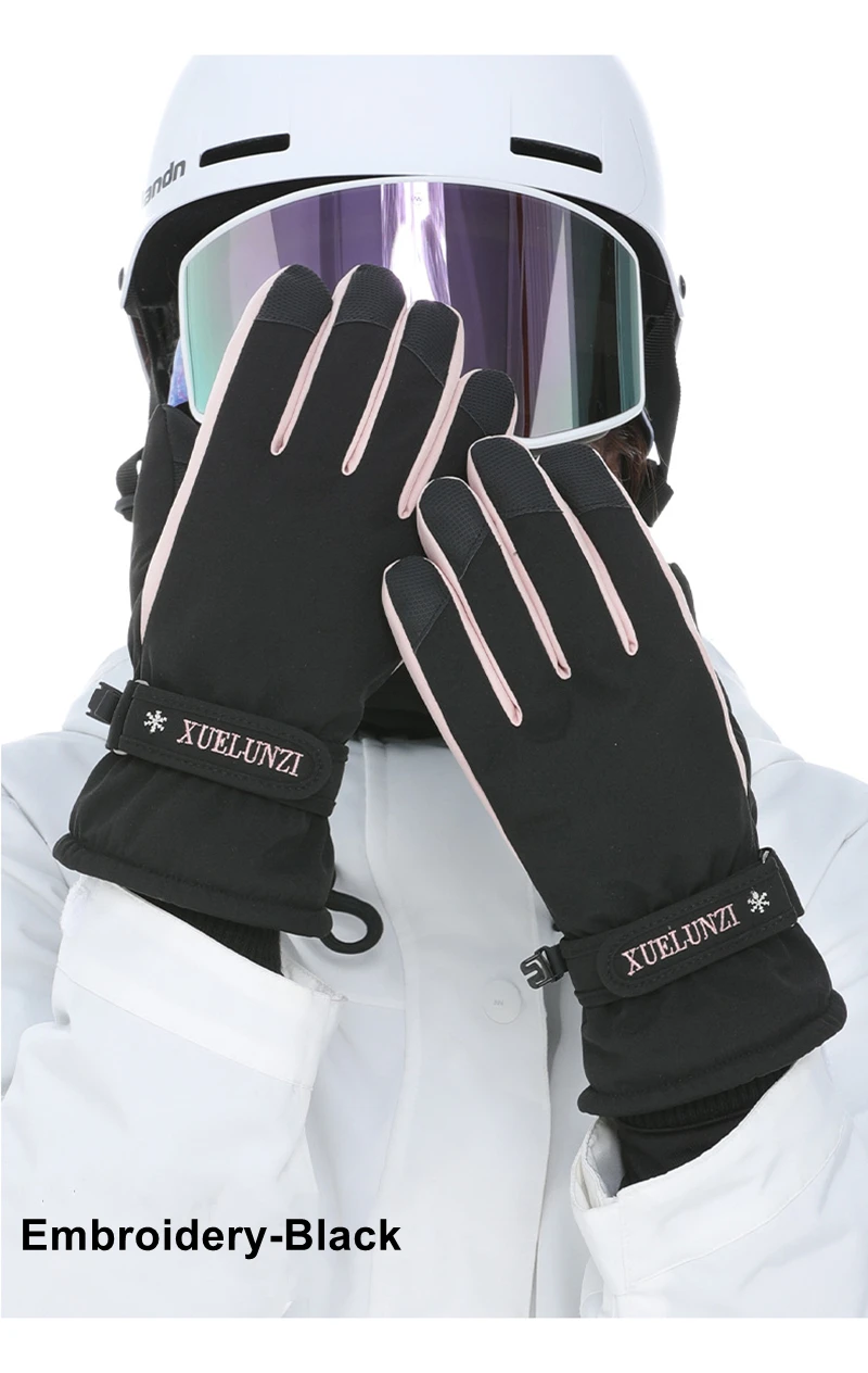 Women Ski Gloves Waterproof Cycling Gloves Winter Touch Screen Bicycle Gloves Outdoor Scooter  Riding Motorcycle Ski Warm Glove 2