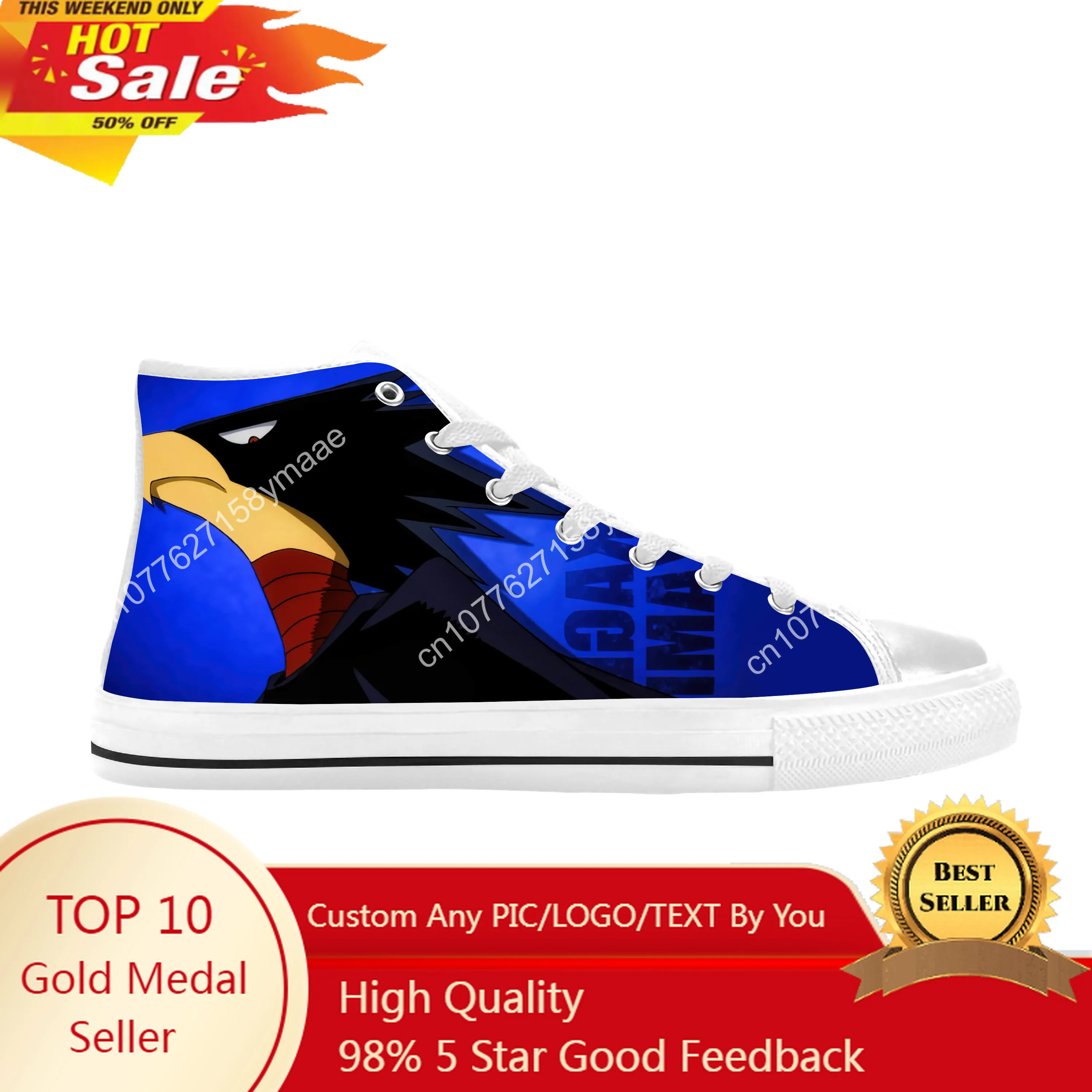 

Japanese Anime My Hero Academia Tokoyami Fumikage Casual Cloth Shoes High Top Comfortable Breathable 3D Print Men Women Sneakers