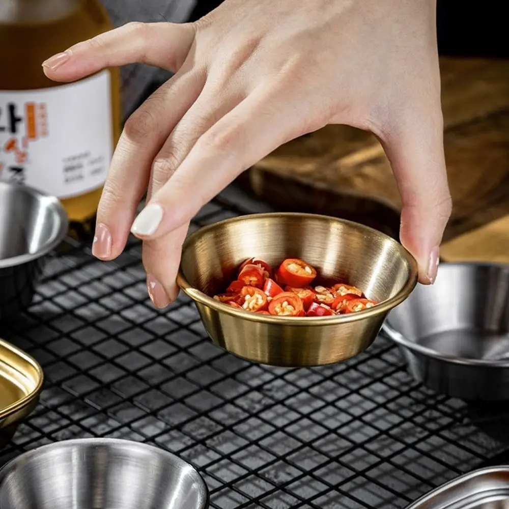 Sushi Dipping Sauce Dishes Mini Appetizer Plates 304 Stainless Steel Seasoning Tray 7/8/10/11cm Bowl Sauce Plate 1Pcs