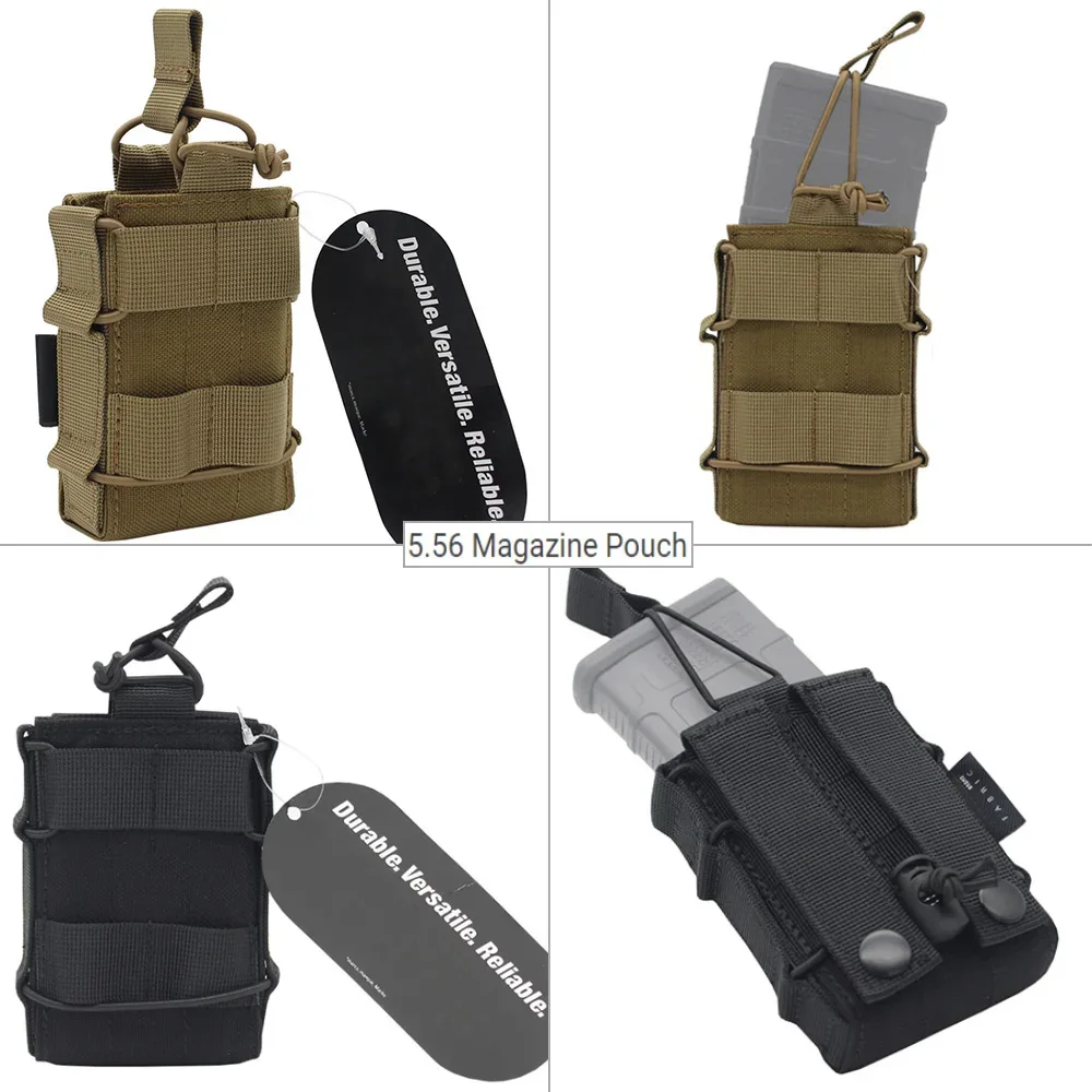 NATO 5.56 Rubber Cage Loops 10pcs Fast Mag & 1pcs 5.56 Magazine Pouch For Airsoft M4/M16 Magazine Assist