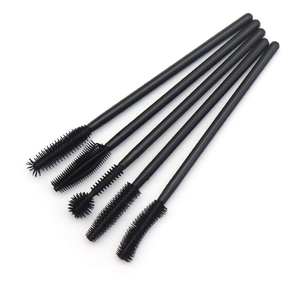 50Pcs 실리콘 속눈썹 연장 브러쉬 애플리케이터 전문 일회용 소프트 풀 블랙 마스카라 완드 브러쉬 뷰티 도구