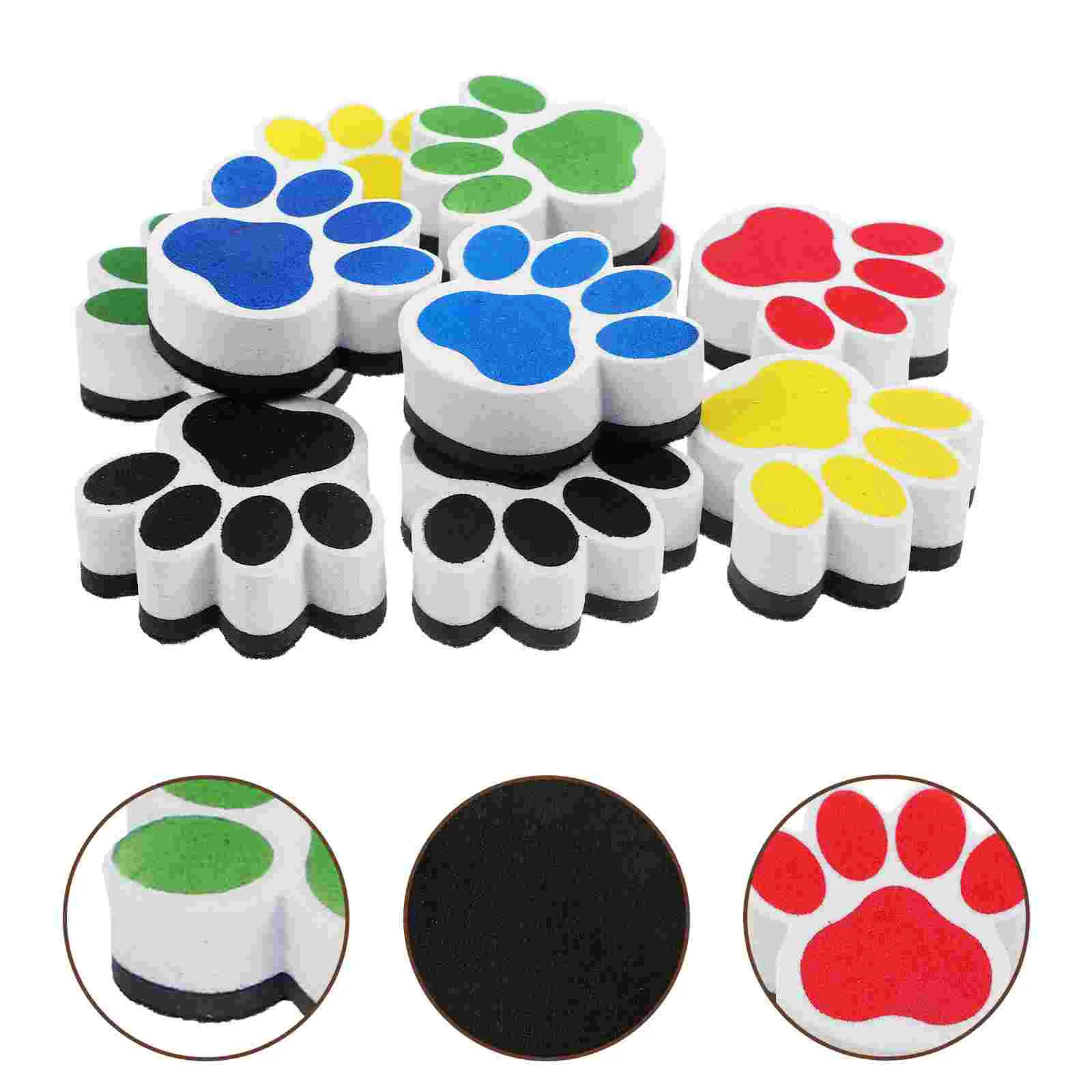 

Magnetic White Board Erasers 10Pcs Paw Print Dry Erase Eraser Chalkboard Cleaner Cartoon Whiteboard Erasers Classroom