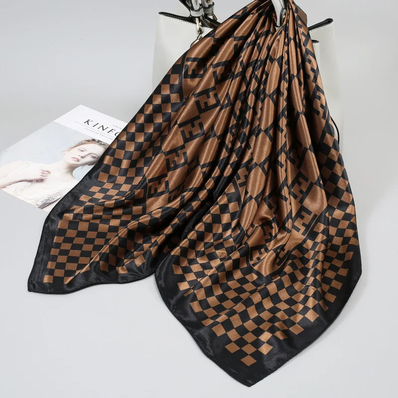 90x90 Large Square Scarf for Women Popular 2024 Silk Scarf Spring and Autumn Luxury Fashionable Mom's Small Square Scarf 4