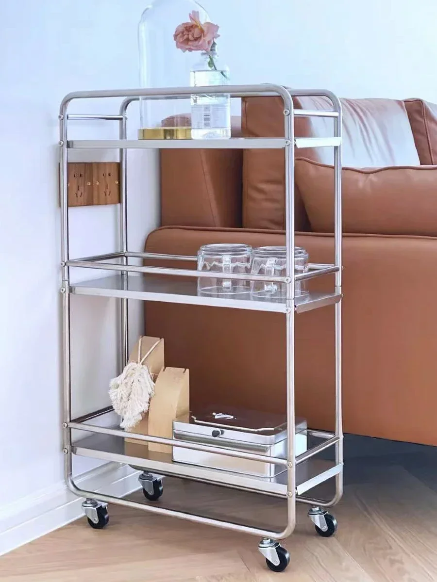 Minimalist Storage Car Multi-Functional High-Capacity Space Saving Independent Storage Car Mobile Standing Rolling Shelf