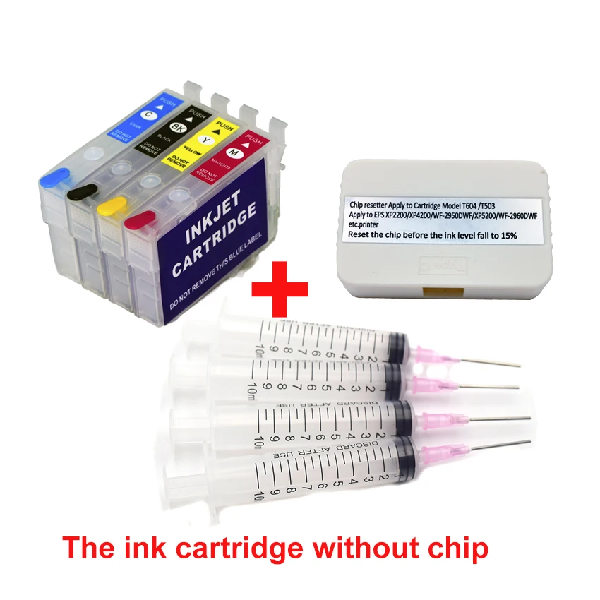 604 604xl Refill Ink Cartridges Without Chip And Resetter For Epson XP2200 XP 2205 3200 3205