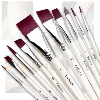 10pcs Flat & Angled Brush Set 1