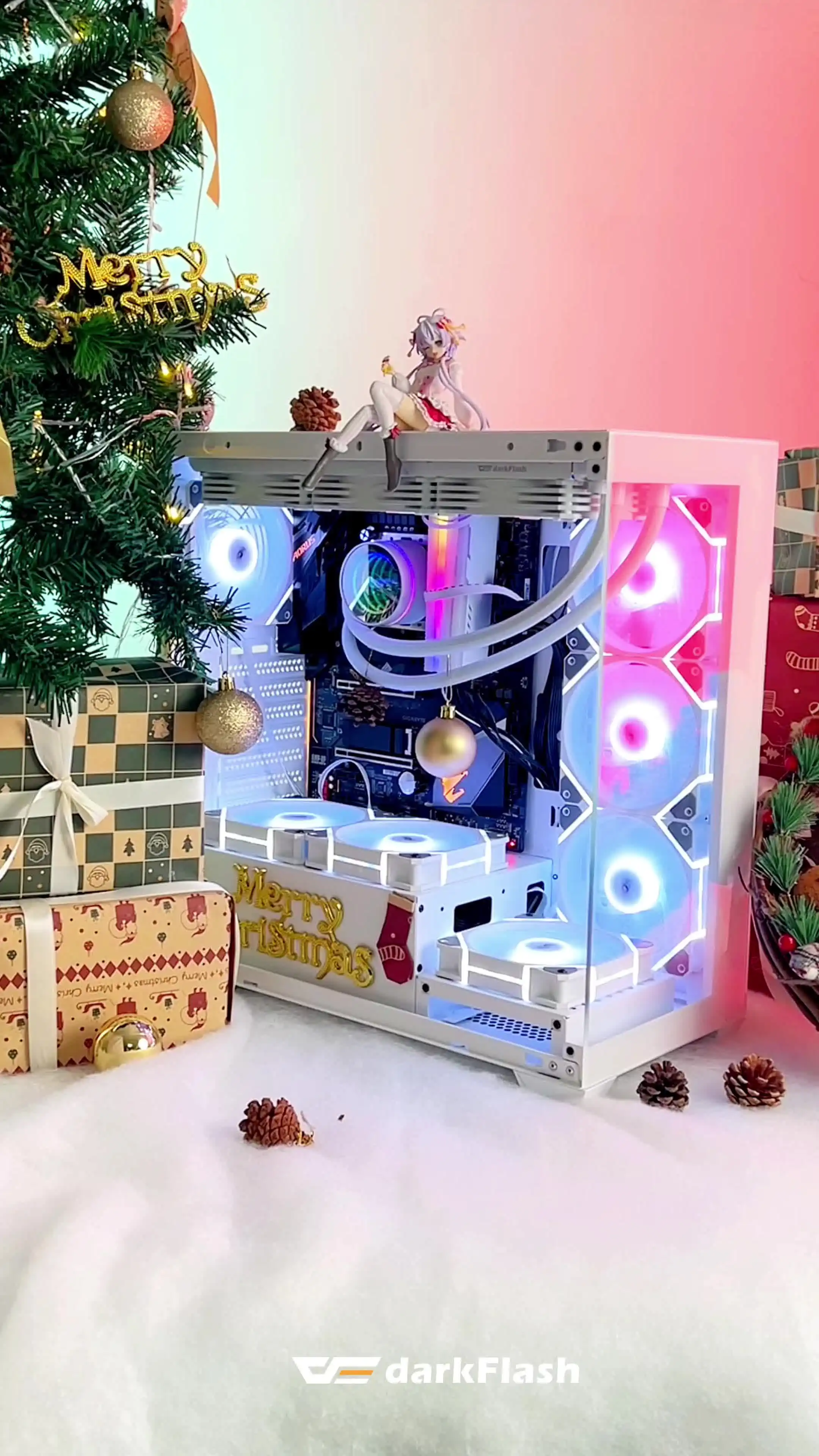 Caja para PC AIGO AS900 ATX M-ATX ITX, placa base, gabinete para gamers, escritorio de vidrio templado de doble cara, vista al mar de 270°, caja para computadora de habitación