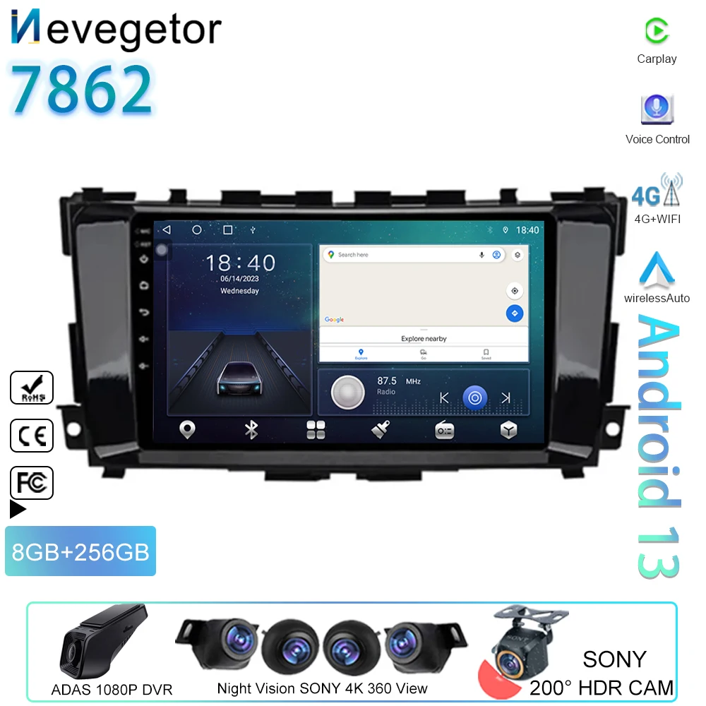 

Car Android Auto Radio For Nissan Teana 3 Altima 5 L33 2013 - 2020 Head Unit Multimedia Player GPS Navigation WIFI No 2din DVD