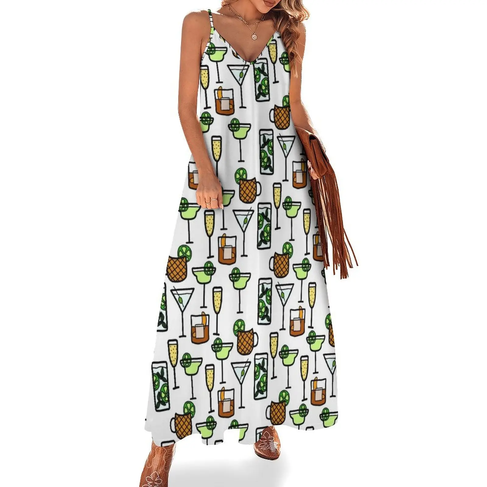 

Bottoms Up Cocktails Drinks Sleeveless Dress summer women's dress 2024 ladies dresses for women 2024