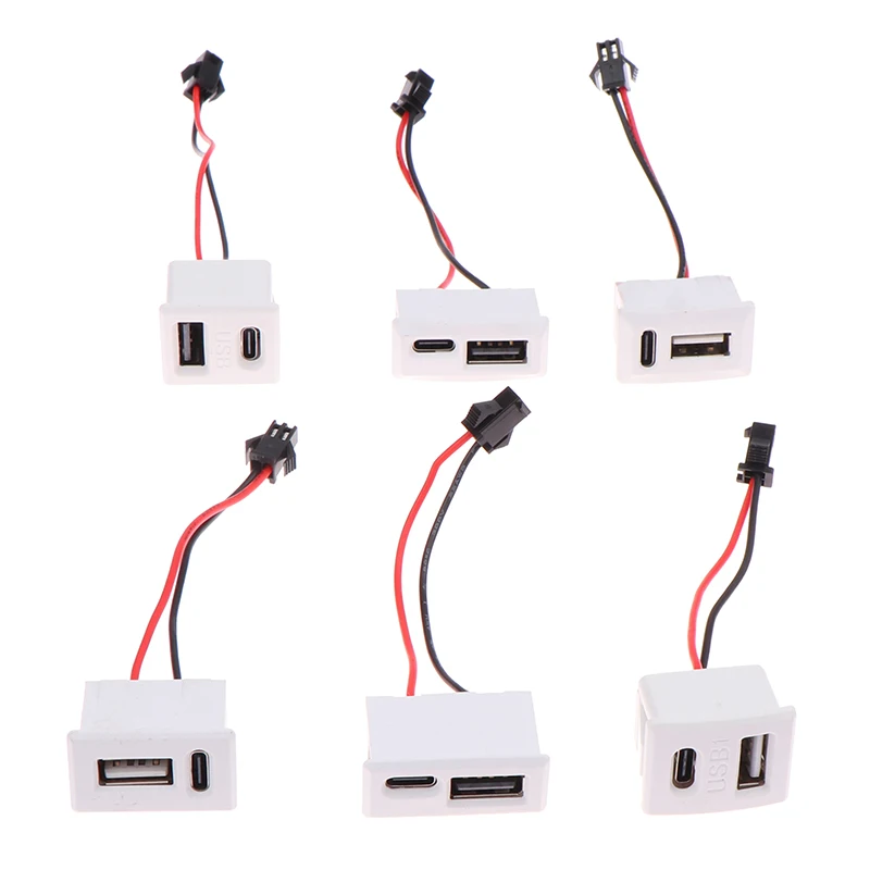 USB Female Base Type-c Socket USB Lamp Charging Socket Power 2P With Cable Connector 1Pcs