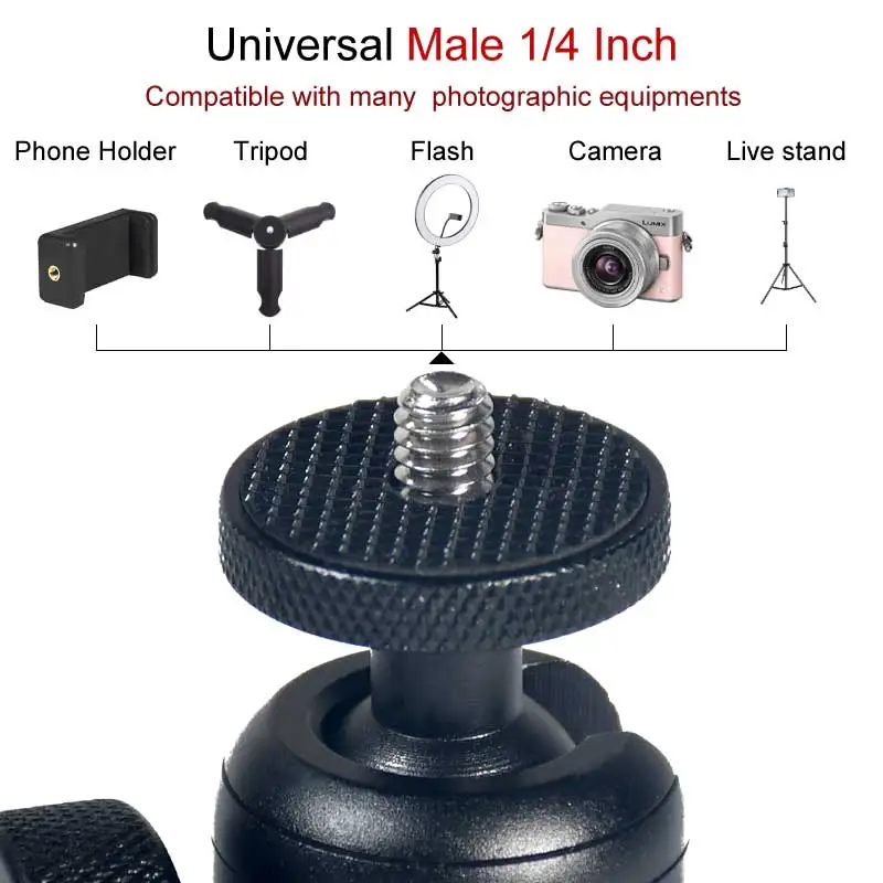 Metal Tripod Ballheads Mount Adapter Camera Photo 1/4 Mini Tripe Rotating Swivel Head For Phone Flash Holder Stand Accessories tripod ball head