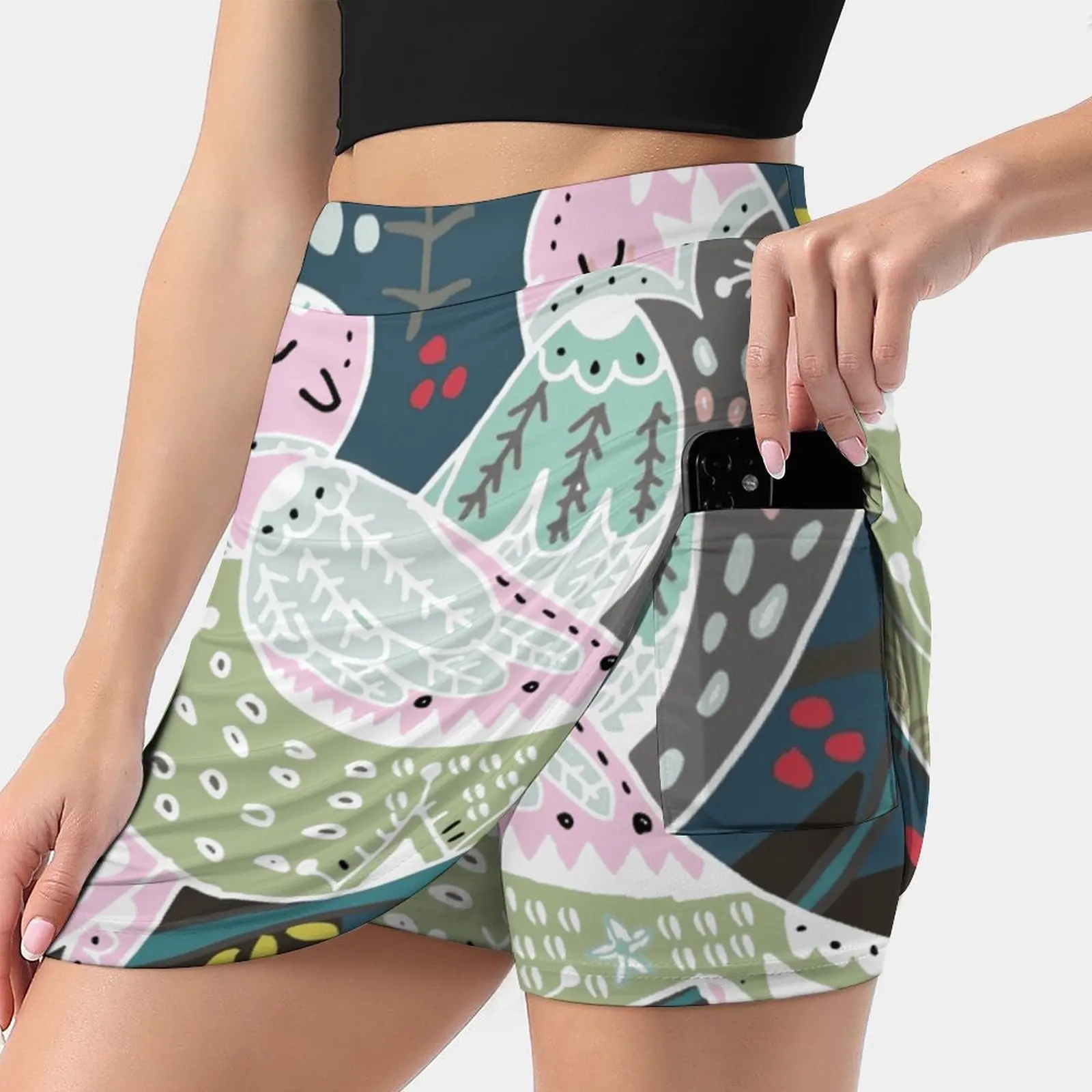 

Holiday Birds Love Ii Women'S Summer Fake Two Piece Skirts Casual Sports Beach Skirt Girl Skorts Cute Bird Holiday Winter