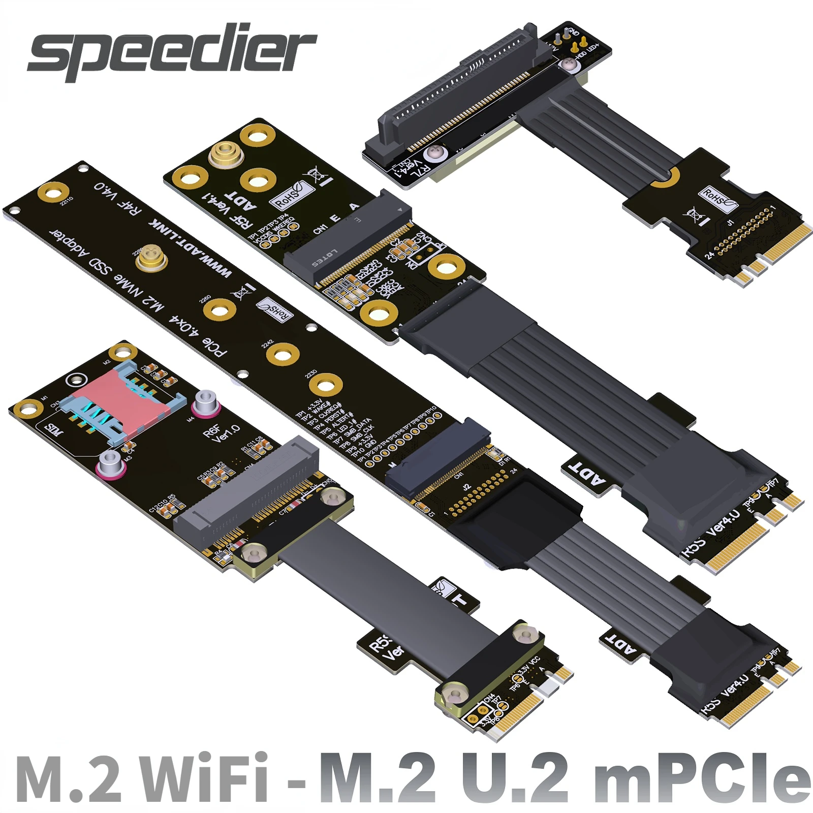 

Переходник ADT-Link M.2 с Wi-Fi на Mini-PCIe, беспроводной кабель «штырь-гнездо» M.2 U.2 Mini-PCIe с 4,0 на M.2 A.E. Адаптер расширения слота