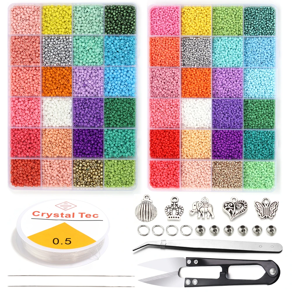 4000pcs Tiny Glass Beads – 2-3mm Round Smooth Loose Beads For Crafts & Jewelry (Multi-Color)