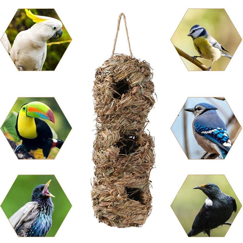 Birds Nest Bird Cage Natural Reed Grass Spherical Hummingbird Nest Outdoor Decorative Weaved Hanging Bird Nest Hous Proficient - Image 4