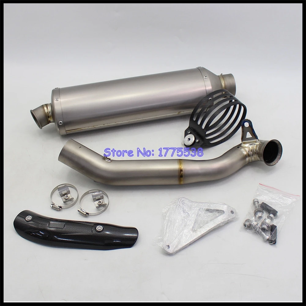 For KTM 890 SMT 2023 Titanium Alloy Motorcycle Exhaust Escape moto Muffler Can Middle Link Pipe with Carbon Shield Cover Clamp - Image 6