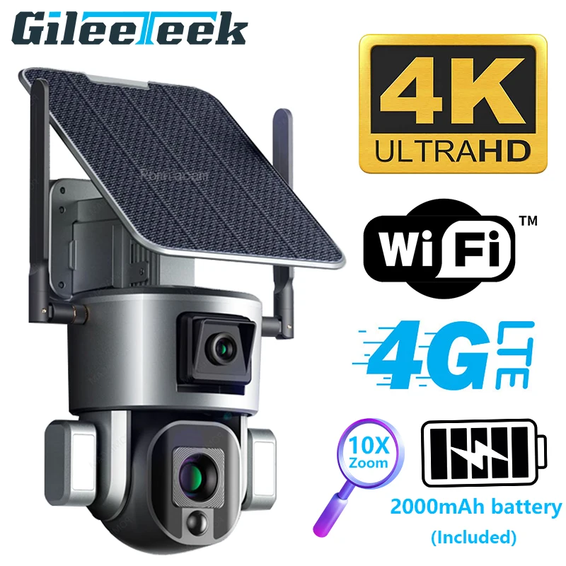 Solar Camera Dual Camera Y5 Wireless 4g/wifi 4x/10x Optical Zoom Hd