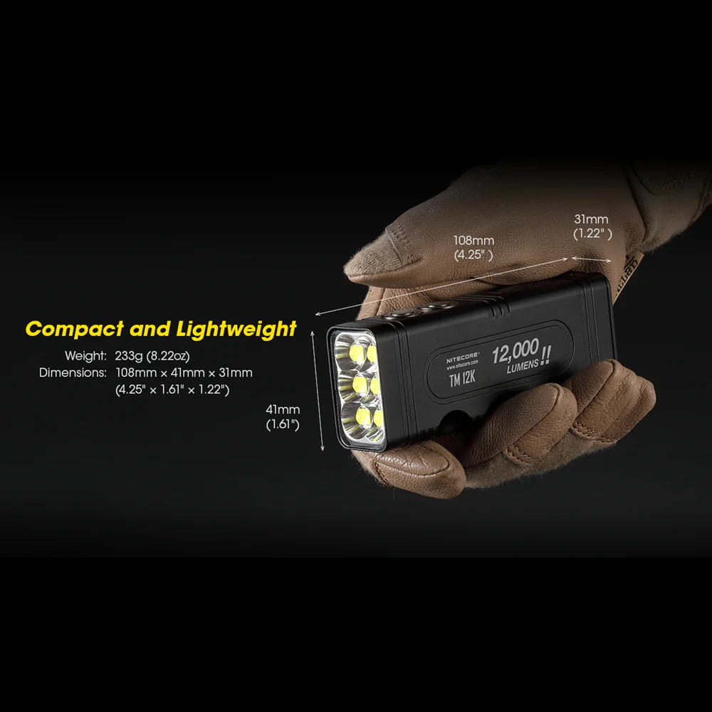Nitecore USB-C 충전식 손전등, TM12K, 12000 루멘