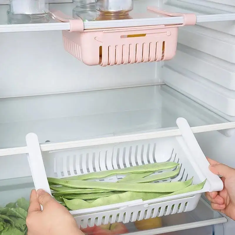 Refrigerator storage basket 1Pc Flexible Expandable Fridge Organizer Drawer Storage Rack Fresh Box Freezer Box