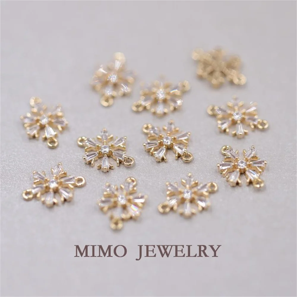 

Jewelry Accessories,14k Gold Plated,nickel Free,copper,zircon,hand Made,snow Shape,charms,diy Pendants M-297