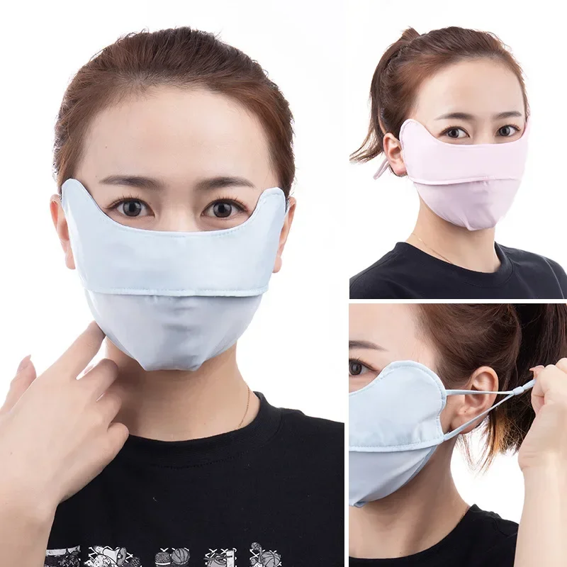 

Ice Silk Sunscreen Mask Female Hair Summer Cycling Breathable Anti-ultraviolet Hanging Ear Type Eye Protection Mask for Men