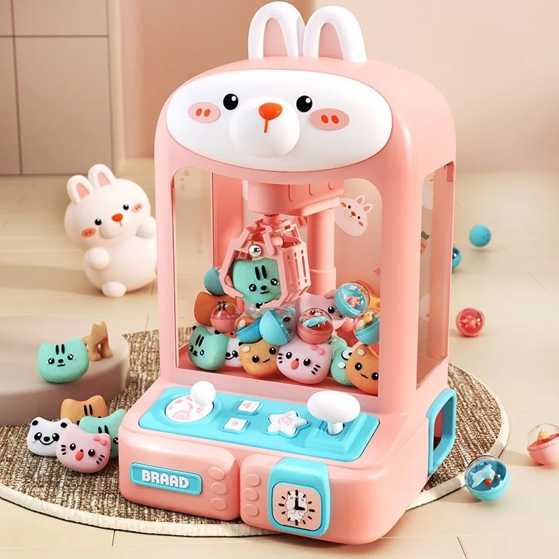 Mini Claw Arcade Crane Machine DIY Children Automatic Coin Operated Game Clip Twisted Egg Dolls Machines Kids Birthday Gift Toys 5